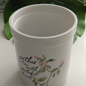 Crock Ceramic Script Gather Holder Utensils Holder